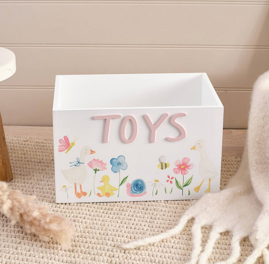 Mini Farm Mabel The Goose With Flowers Wood Toy Crate