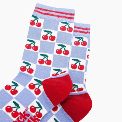 Cherry Checkerboard Bamboo Socks