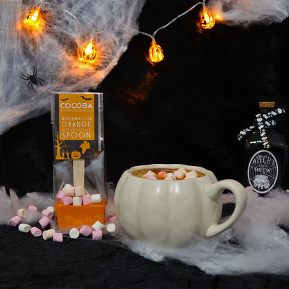 Halloween Orange Hot Chocolate Spoon With Marshmallows