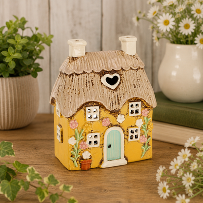Village Pottery Yellow Garden Thatch Tealight Holder