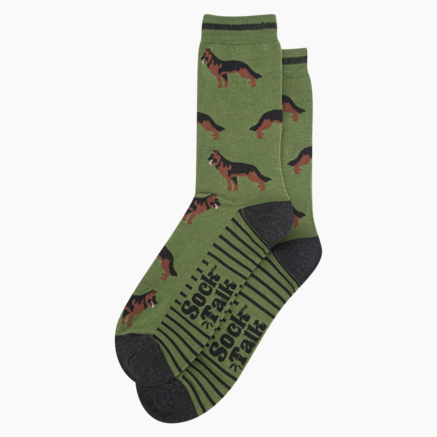 Men's Bamboo Socks Green Alsatian German Shepherd