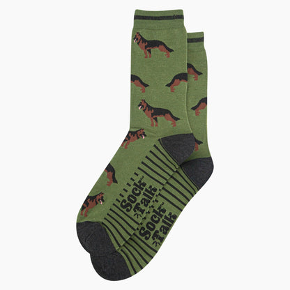 Men's Bamboo Socks Green Alsatian German Shepherd