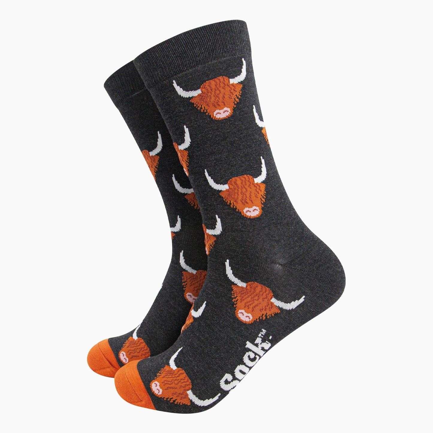Mens Bamboo Socks Black Highland Cow