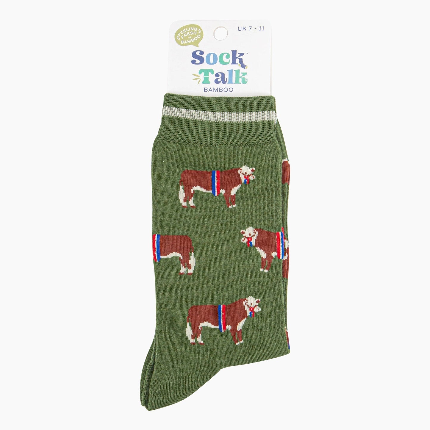 Mens Bamboo Socks - Green Prize Hereford Bull