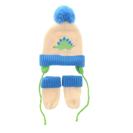 Dino Wooly Hat & Mittens 12-24 Months