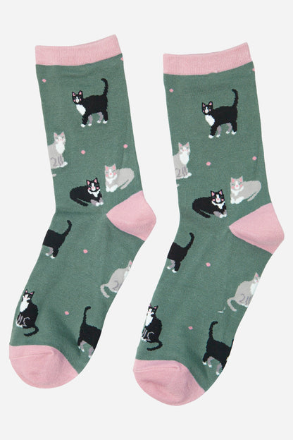 Womens Black Cat Ankle Socks