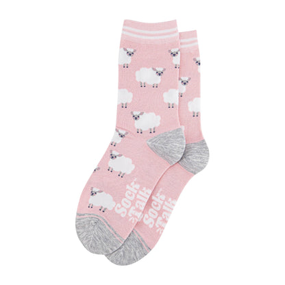Women's Bamboo Socks Light Pink/Grey Marl Sheep