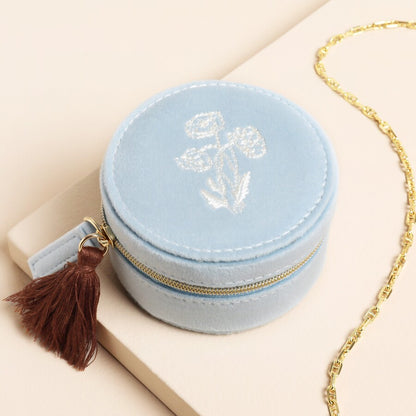 Willow Print Velvet Travel Jewellery Case