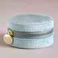 Mint Green Velvet Round Travel Jewellery Case
