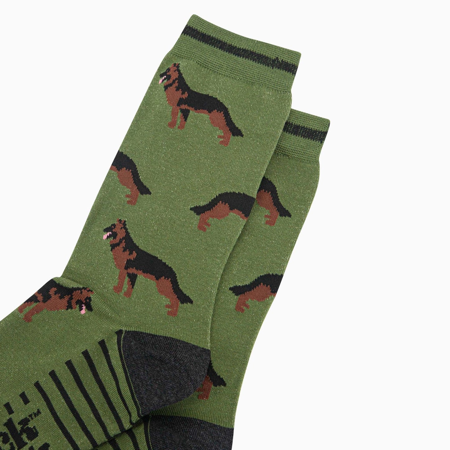 Men's Bamboo Socks Green Alsatian German Shepherd
