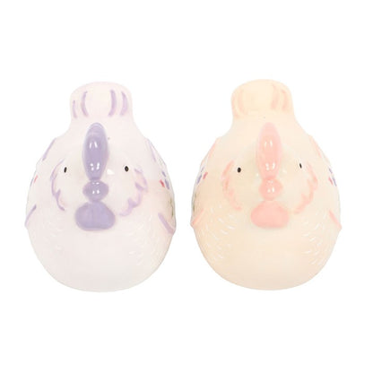 Floral Hen Chicken Shaped Salt & Pepper Shakers