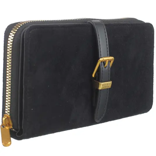 Suede Buckle Wallet Black