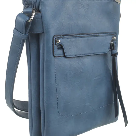 Classic Zipper Crossbody Bag Stealblue
