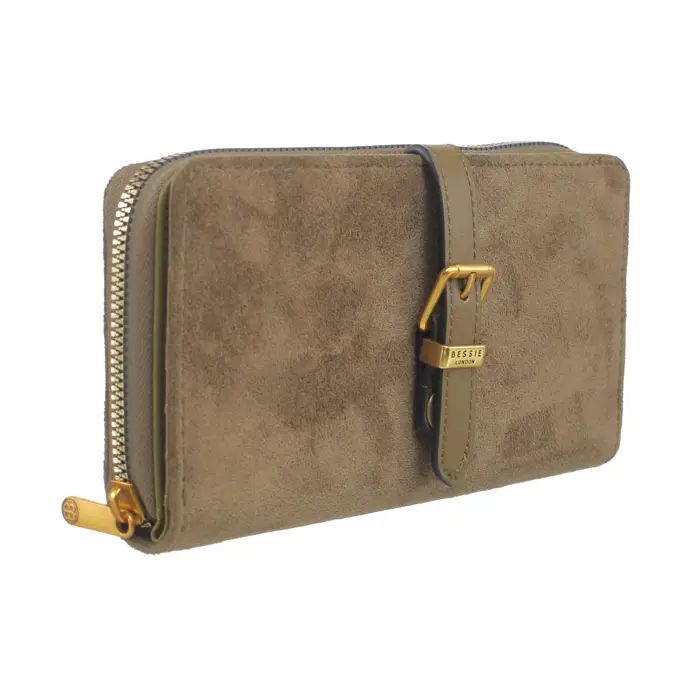 Suede Buckle Wallet Tan