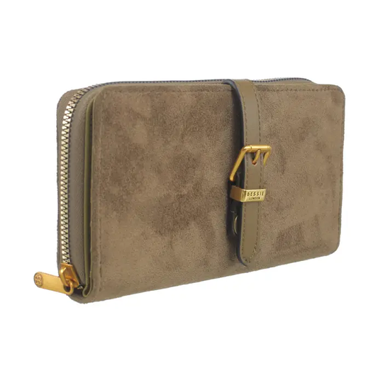 Suede Buckle Wallet Tan