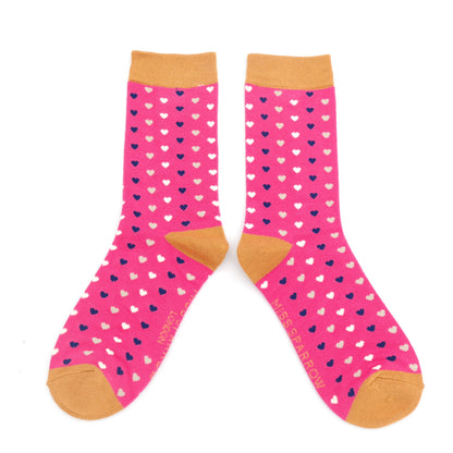Miss Sparrow Hearts Socks Hot Pink