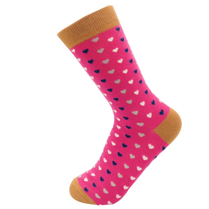Miss Sparrow Hearts Socks Hot Pink