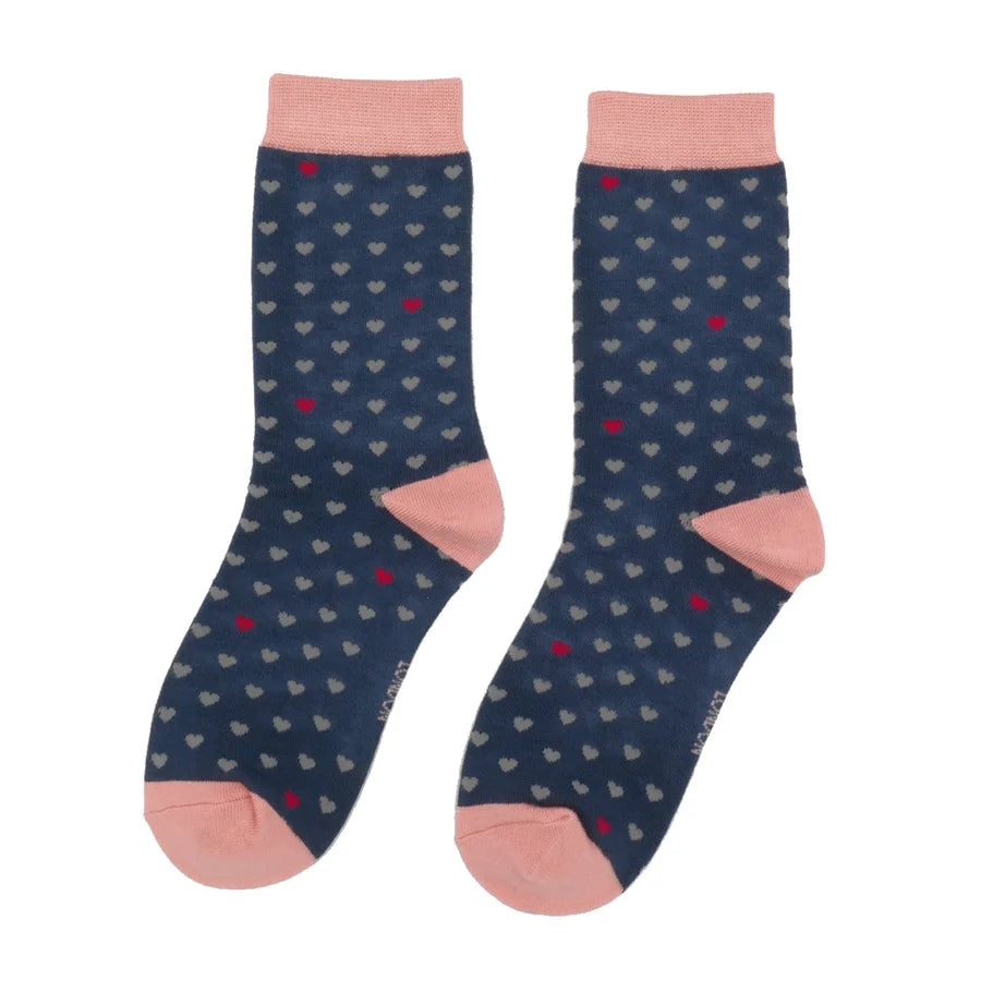 Miss Sparrow Little Heart Socks Navy